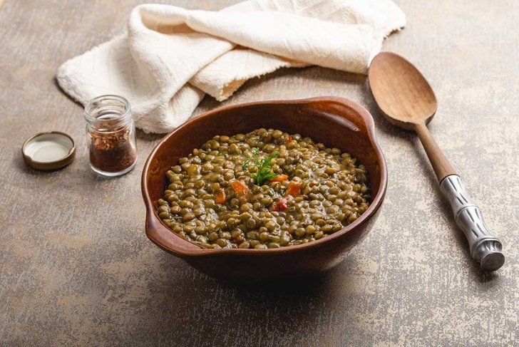 A simple scene of lentil curry bowl