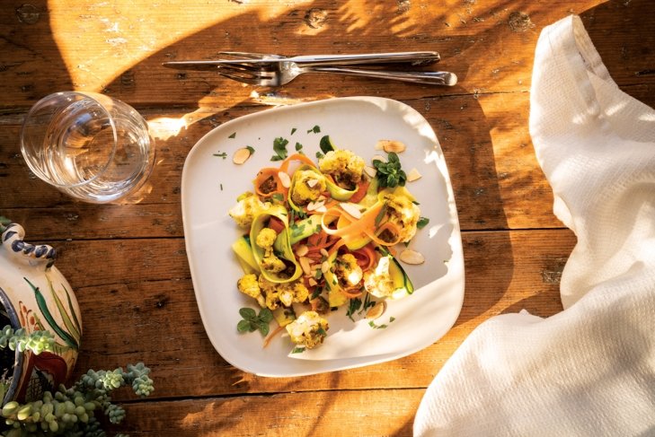 Roasted Cauliflower Salad with Toasted Almonds and Ginger-Turmeric Vinaigrette